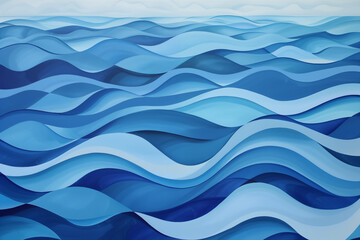 Peinture abstraite symbolique d'un paysage marin - obrazy, fototapety, plakaty