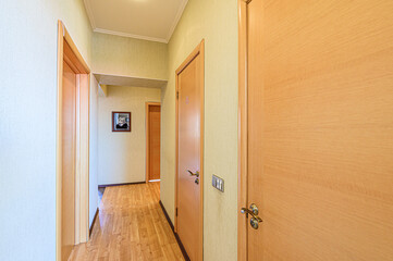 standard room interior apartment. room doors, renovation corridor lobby entrance hall