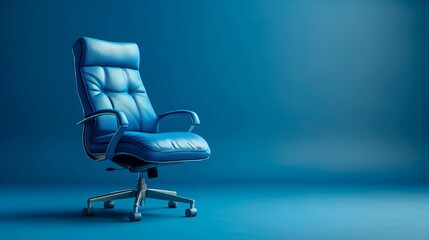 Blue executive chair against cool background exudes calm authority