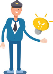 Postman Character and Light Bulb
