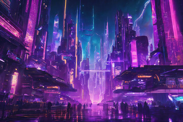 A Futuristic City and Cyberpunk AI generativ. 