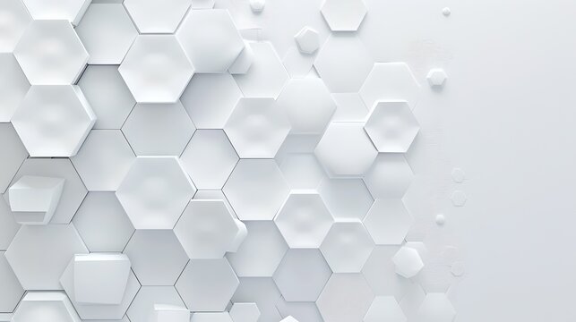 Abstract white hexagon pattern on clean background. Minimalist design for modern concepts. Elegant texture for backgrounds and wallpapers. AI