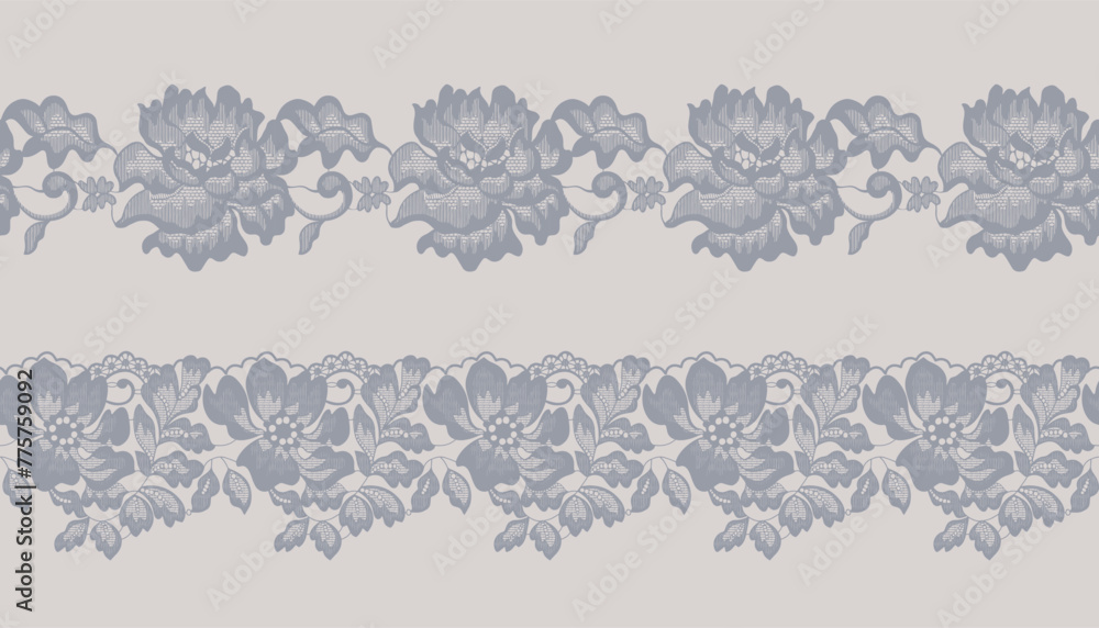 Sticker Set of grey openwork lace trim.