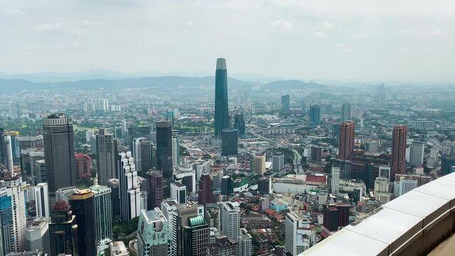 KUALA LUMPUR, MALAYSIA - DECEMBER 2019: Aerial city skyline from a tower