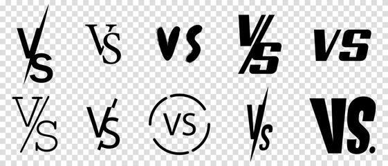 Set of versus icons. Design can use for sports, fight, competition, battle, match, game.