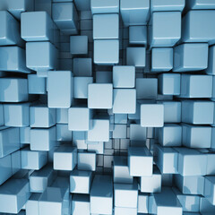Blue cubes, 3d render	 bright colors illustration
