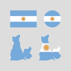 Argentina 1818 national map and flag vectors set....