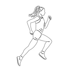 sketch of a woman running, on a white background vector