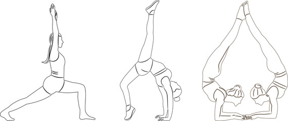 sketch of a female gymnast, on a white background vector