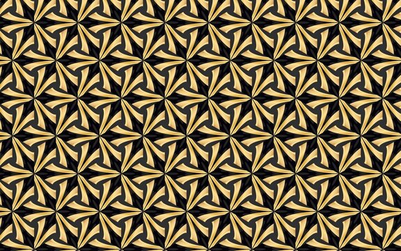 【ゴールド】織りなす幾何学模様｜金色の背景画像
