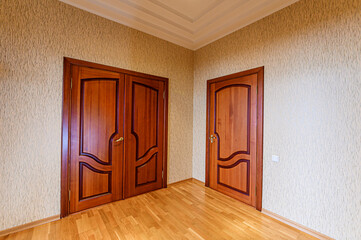 standard room interior apartment. room doors, renovation corridor lobby entrance hall