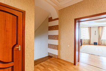 standard room interior apartment. room doors, renovation corridor lobby entrance hall