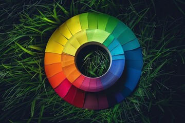 color wheel showcasing the spectrum of hues, essential for artists, designers, and decorators
