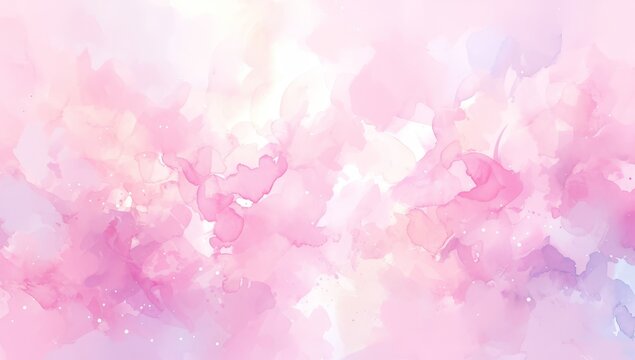 Abstract pink watercolor background with soft pastel colors and dreamy cloud shapes for elegant wedding invitation or party decoration, banner