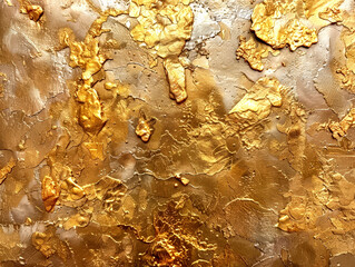 Close-up of a textured surface featuring abstract patterns with golden paint cracks creating an...