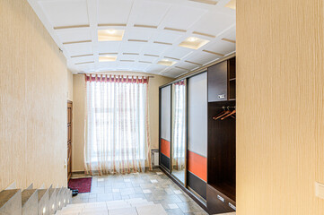 standard room interior apartment. room doors, renovation corridor lobby entrance hall