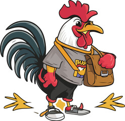 Sticker design with a chicken isolated