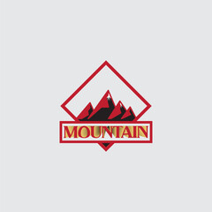 Mountain logo vector design with background 