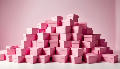 stack of pink boxes