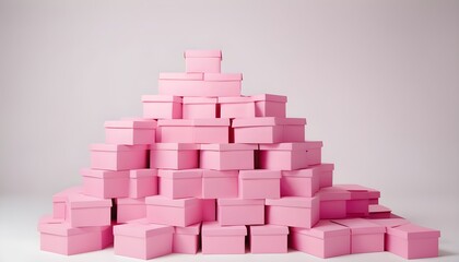 Pink boxes piled up like mountains