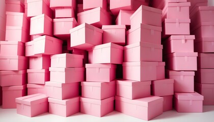 wall of stacks of pink boxes