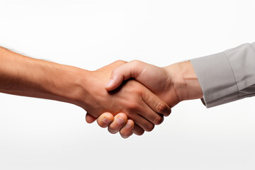 Handshake on white background. World of work. Offer accepted. Friendship at work. Help others. Association.