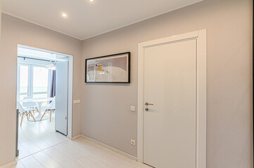 standard room interior apartment. room doors, renovation corridor lobby entrance hall