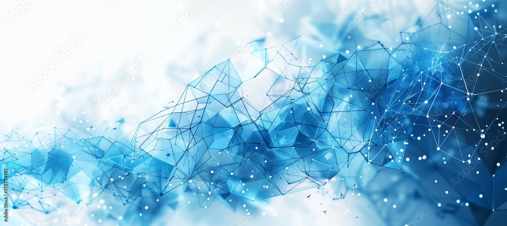 Poster Abstract network polygonal plexus background. Global communication database technology. Generative AI technology.