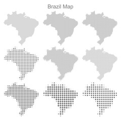 Fototapeta na wymiar Brazil Dotted map in different dot sizes