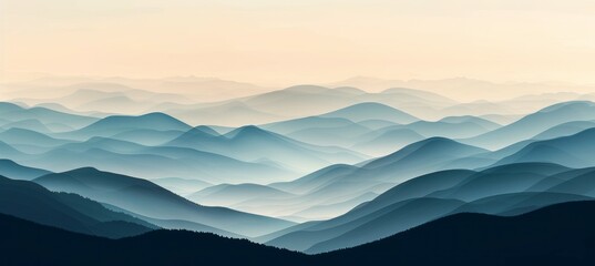 Foggy mountain valley landscape. Generative AI technology. - obrazy, fototapety, plakaty