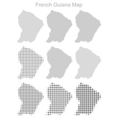 French Guiana Dotted map in different dot sizes