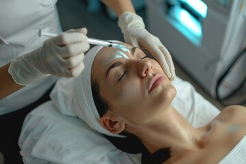 Obraz na płótnie Canvas Facial Injections for Wrinkle Removal and Face-Lift Effect: Anti-Aging Beauty Treatment