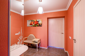 standard room interior apartment. room doors, renovation corridor lobby entrance hall