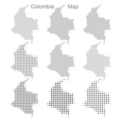 Fototapeta na wymiar Colombia Dotted map in different dot sizes