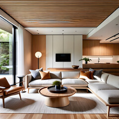 living room interior. Generative AI
