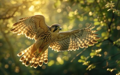 Backlit Falcon in Flight