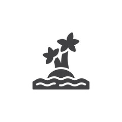 Island with sea waves vector icon