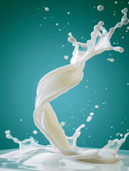 Obraz na płótnie Canvas splash of milk on the blue background