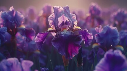 Purple Flower With Rain Drops - obrazy, fototapety, plakaty