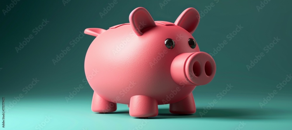 Poster Piggy bank. Business save investment and interest concept. Generative AI technology.	
