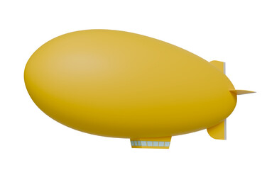 yellow airship blimp zeppelin or dirigible balloon isolated on white background. airship, blimp , zeppelin, dirigible balloon 3d element isolated. © boommaval