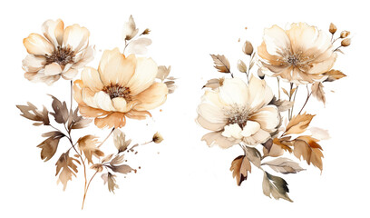 Elegant watercolor flowers in earthy tones