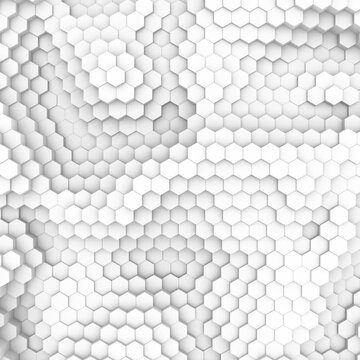 Abstract Hexagon Geometric Surface Loop with with black and white colours. Waving motion with seamless loop in 1:1 instagram format.