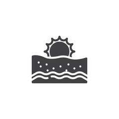 Sunset at the beach vector icon