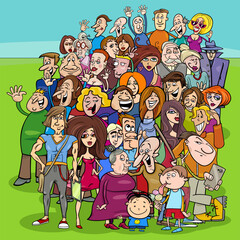 many funny cartoon people characters in the crowd - 775781671