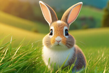 Adorable rabbit in the grass.