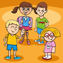 happy cartoon children or teenagers characters group - 775781878