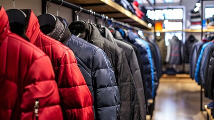 Men's Jackets on Hangers in Store