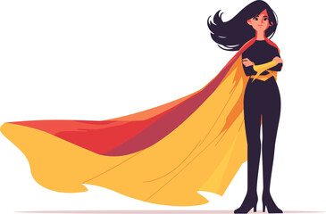 Mysterious Woman with Flowing Superhero Cape