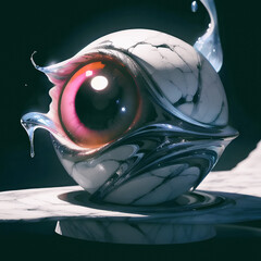 Abstract Surreal Marble Eye in Reflective Splendor